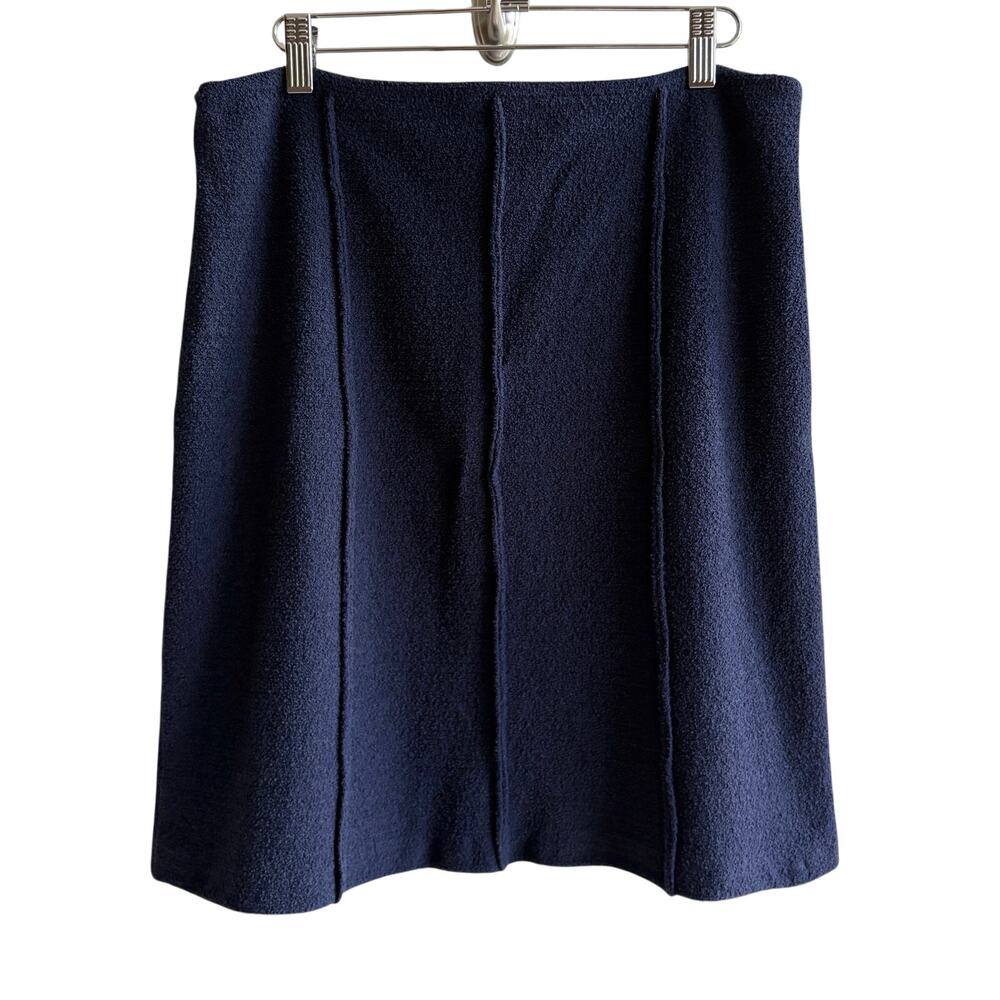 St. John Collection Tweed Skirt Womens Size 8 Blue Pencil Flared Wool Silk Lined